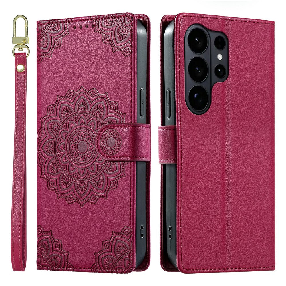 For Samsung Galaxy S26 Ultra Case Embossed Totem Leather Flip Wallet Phone Cover with Wrist Strap