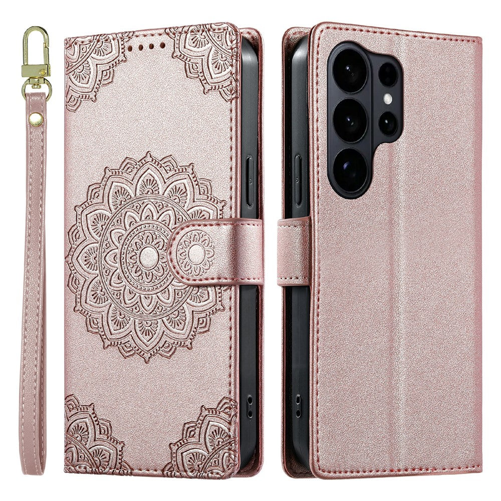 For Samsung Galaxy S26 Ultra Case Embossed Totem Leather Flip Wallet Phone Cover with Wrist Strap
