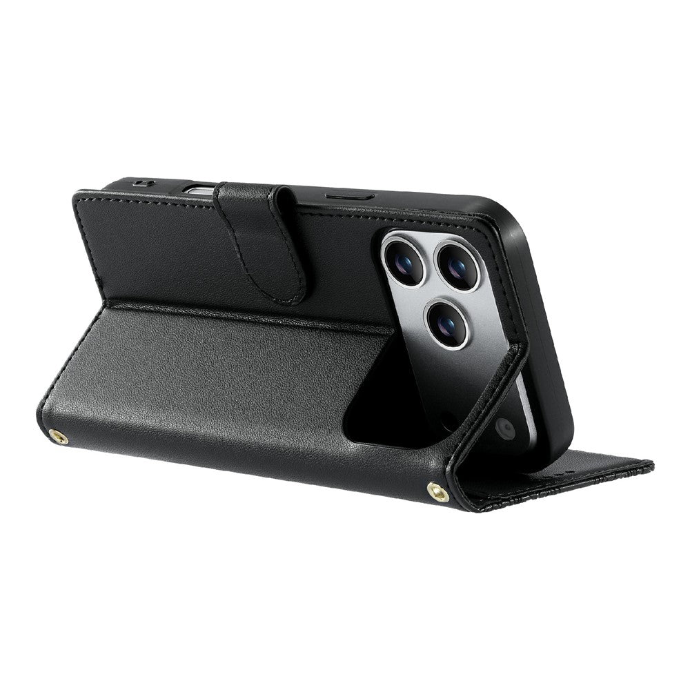 For iPhone 18 Pro Max / 17 Pro Max Case Embossed Totem Leather Flip Wallet Phone Cover with Wrist Strap