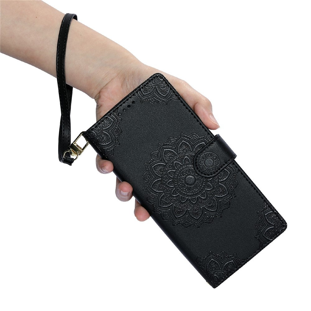 For iPhone 18 Pro Max / 17 Pro Max Case Embossed Totem Leather Flip Wallet Phone Cover with Wrist Strap