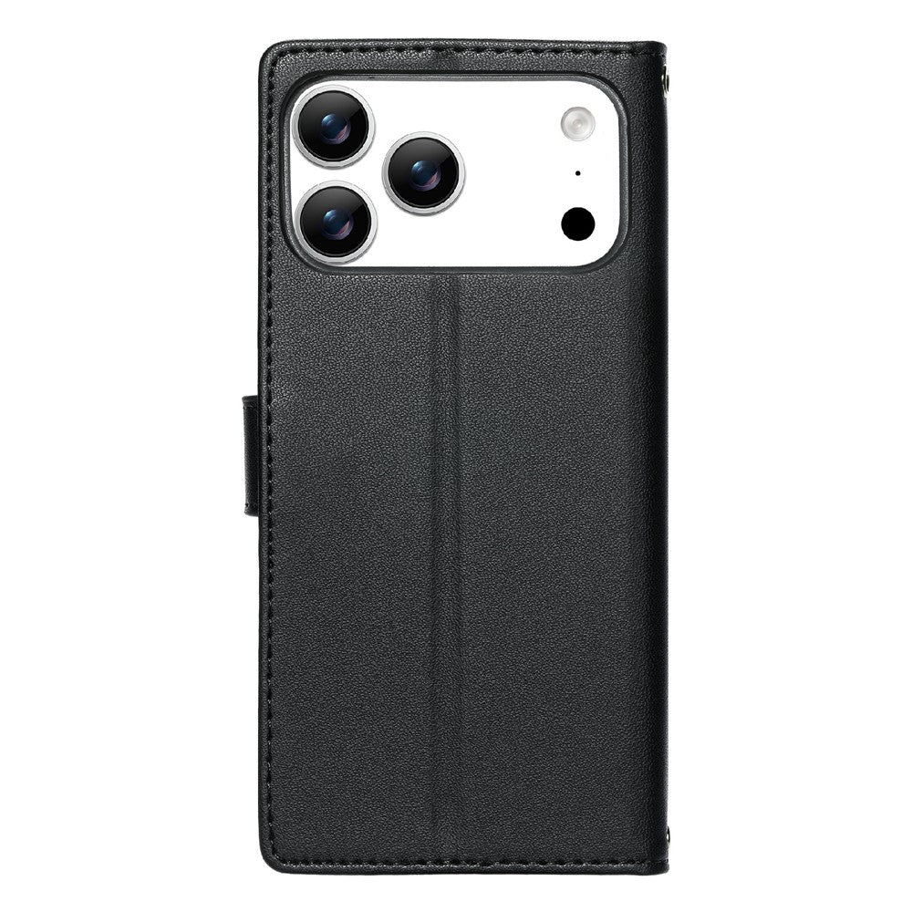 For iPhone 18 Pro Max / 17 Pro Max Case Embossed Totem Leather Flip Wallet Phone Cover with Wrist Strap