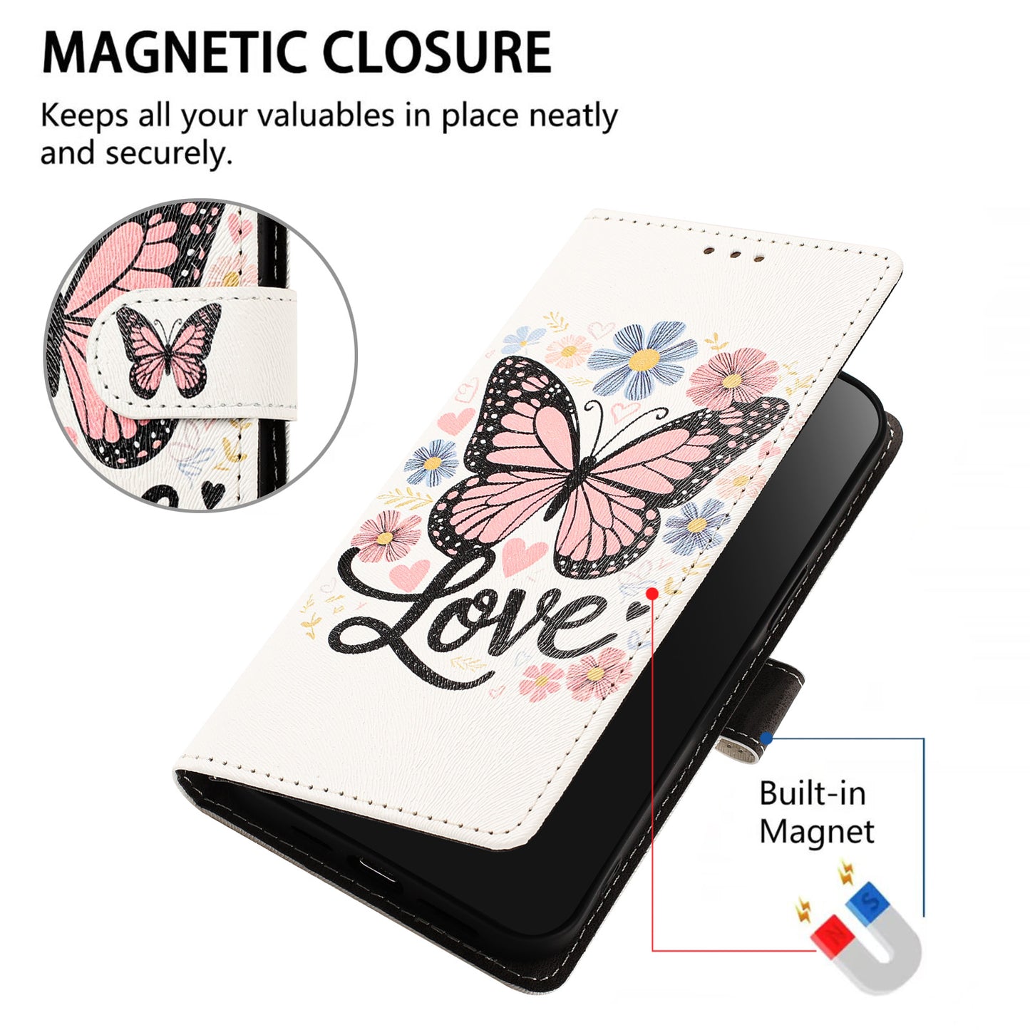 For iPhone 16e / iPhone 17e Case Pattern Printed PU Leather Flip Wallet Phone Cover with Wrist Strap