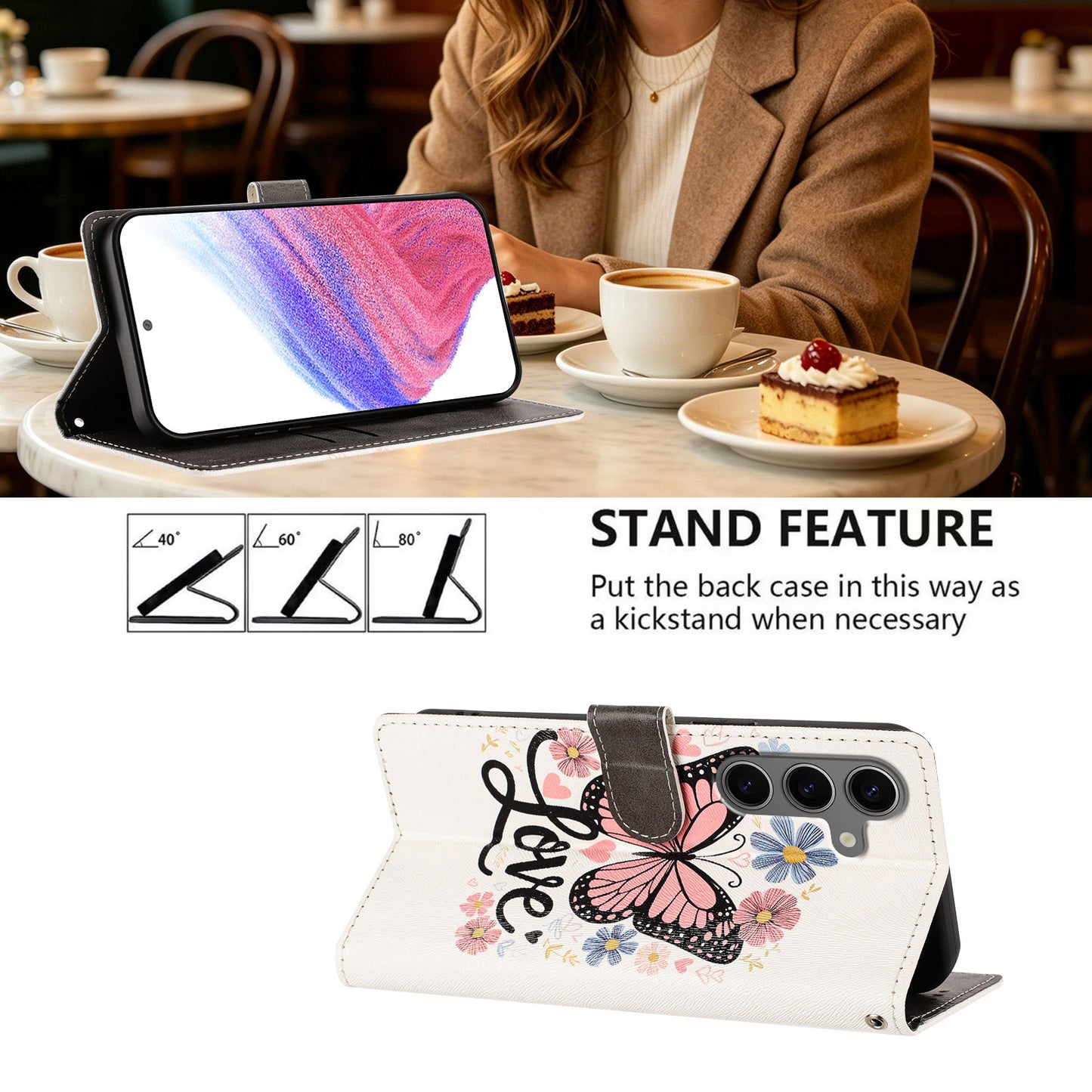 For Samsung Galaxy S26 FE Case Pattern Printed PU Leather Flip Wallet Phone Cover with Wrist Strap