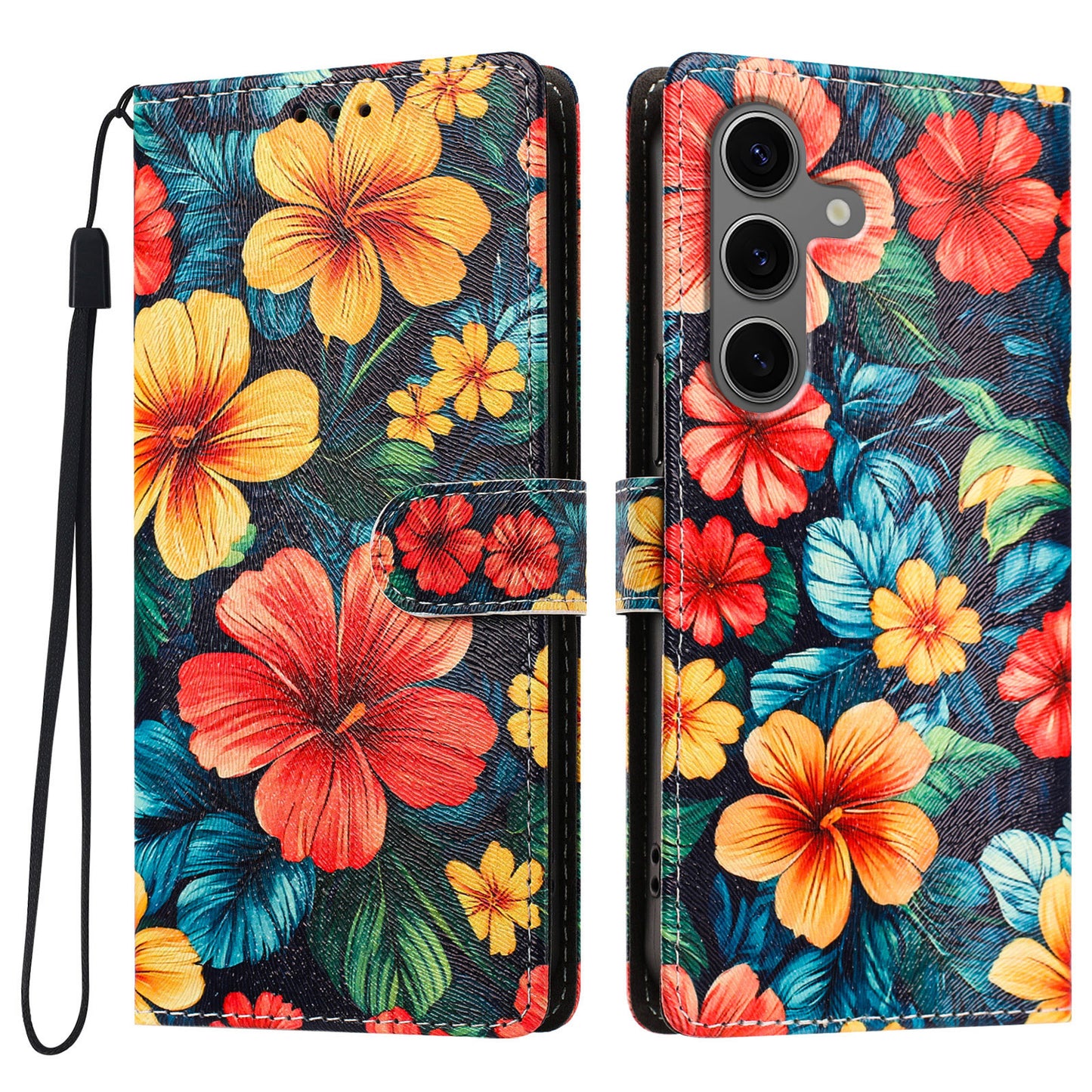 For Samsung Galaxy S26 FE Case Pattern Printed PU Leather Flip Wallet Phone Cover with Wrist Strap