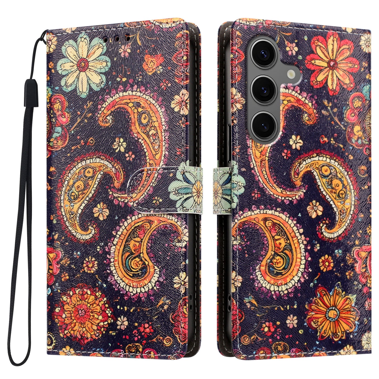 For Samsung Galaxy S26 FE Case Pattern Printed PU Leather Flip Wallet Phone Cover with Wrist Strap