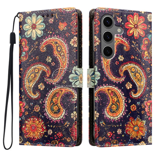 Galaxy S26 FE Wallet-Handyhülle – Hüllenmuster bedruckte PU-Leder-Flip-- mit Handschlaufe