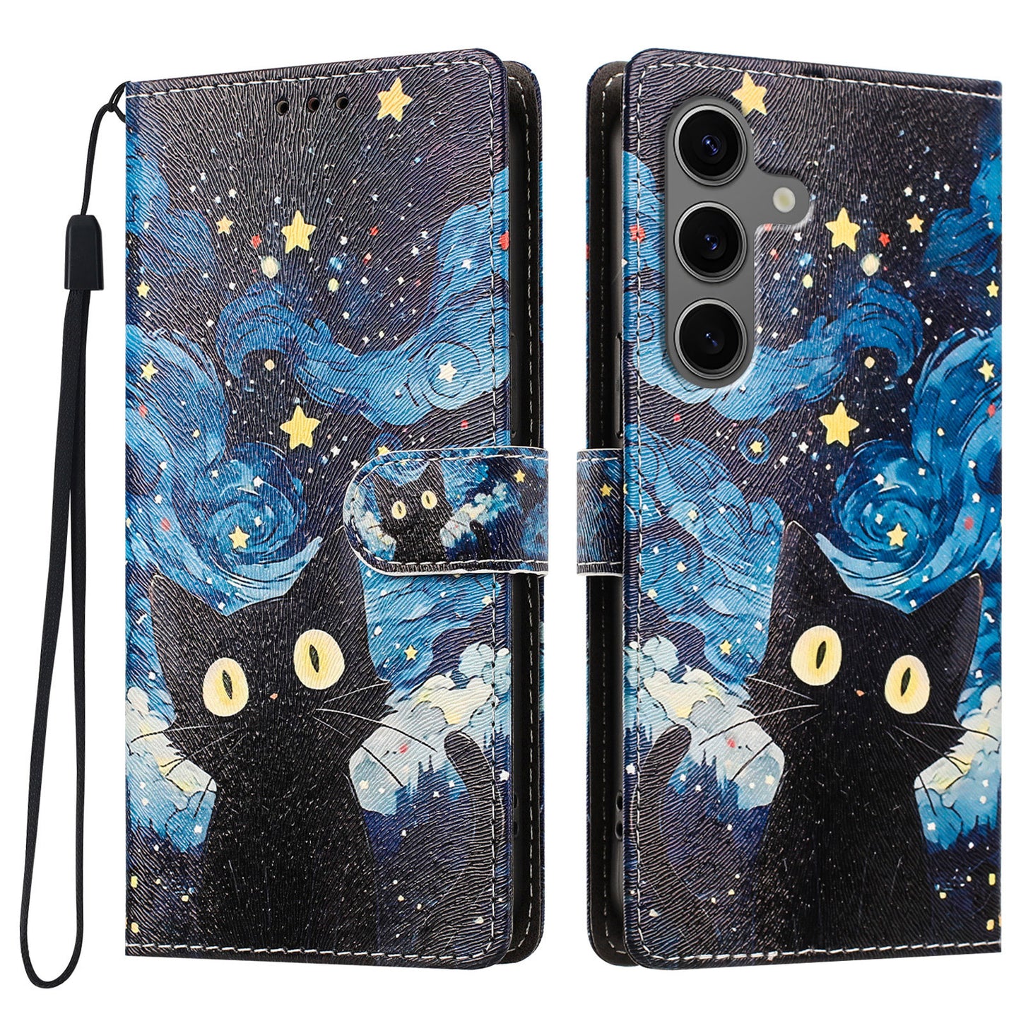 For Samsung Galaxy S26 FE Case Pattern Printed PU Leather Flip Wallet Phone Cover with Wrist Strap