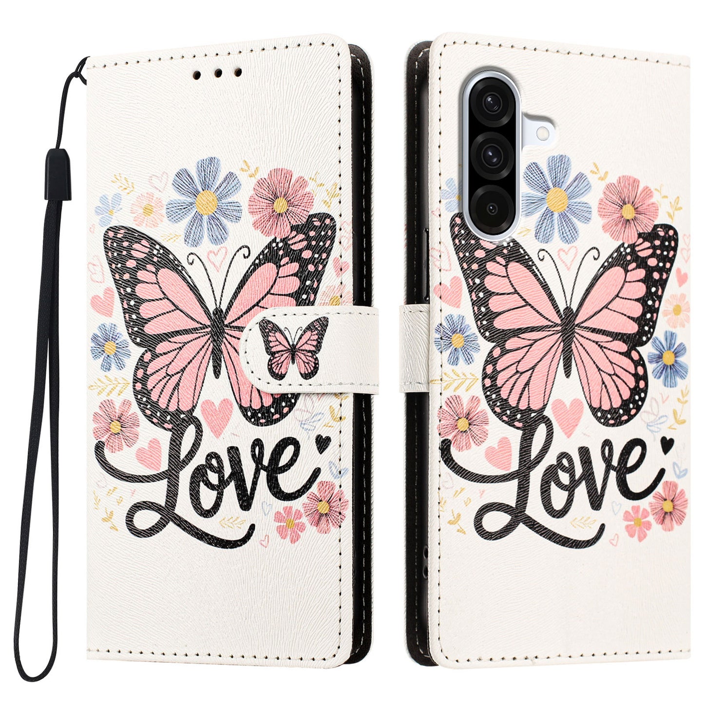 For Samsung Galaxy A57 5G Case Pattern Printed PU Leather Flip Wallet Phone Cover with Wrist Strap