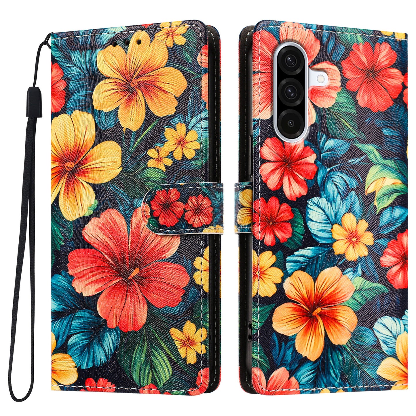 For Samsung Galaxy A57 5G Case Pattern Printed PU Leather Flip Wallet Phone Cover with Wrist Strap