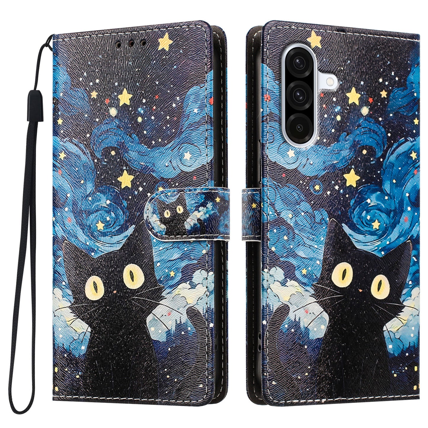 For Samsung Galaxy A57 5G Case Pattern Printed PU Leather Flip Wallet Phone Cover with Wrist Strap
