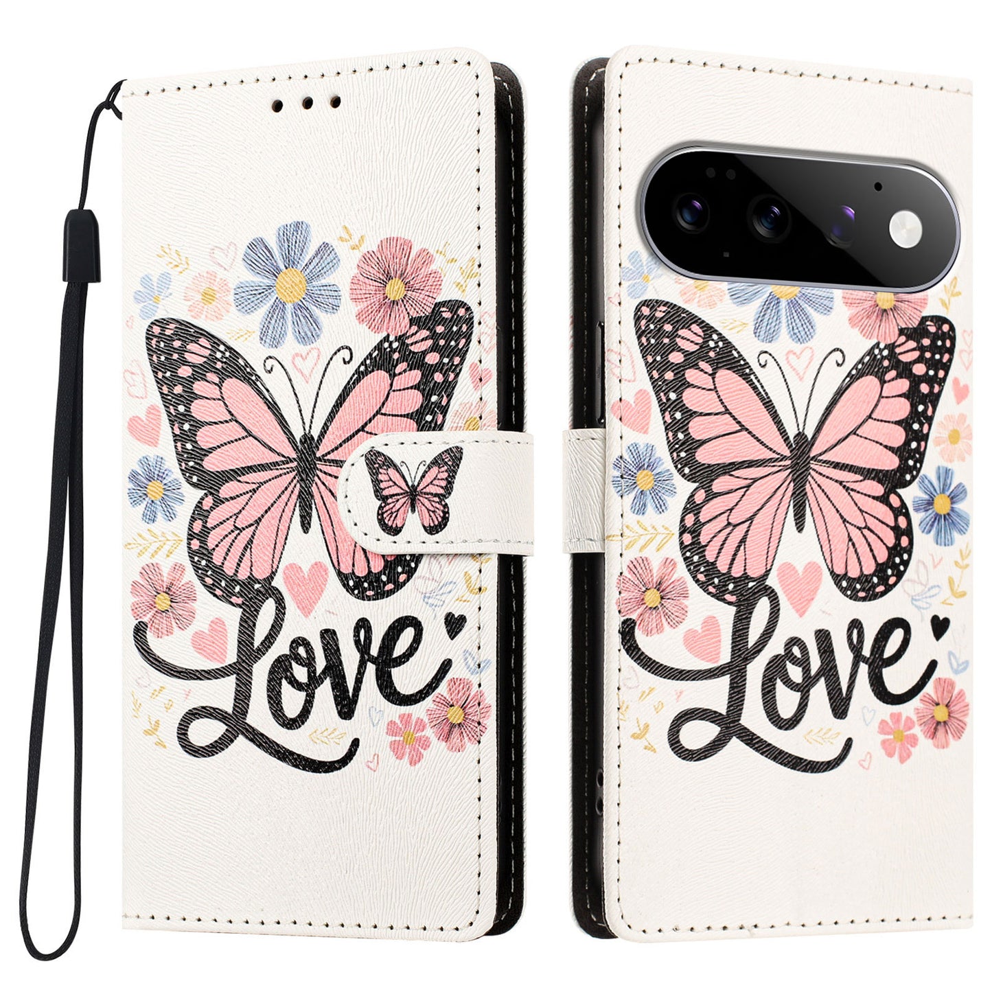 For Google Pixel 11 Pro / Google Pixel 11 Case Pattern Printed PU Leather Flip Wallet Phone Cover with Wrist Strap