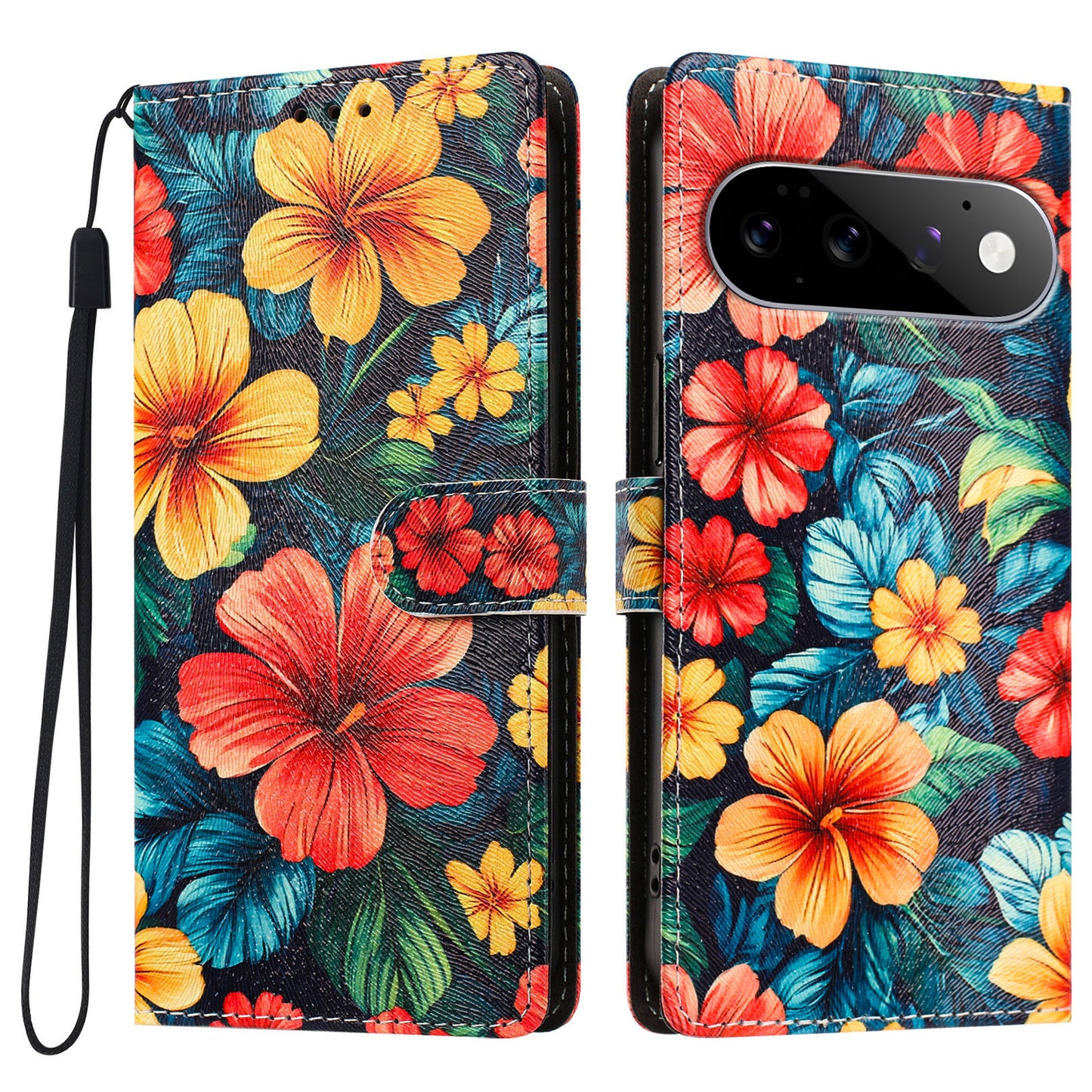 For Google Pixel 11 Pro / Google Pixel 11 Case Pattern Printed PU Leather Flip Wallet Phone Cover with Wrist Strap