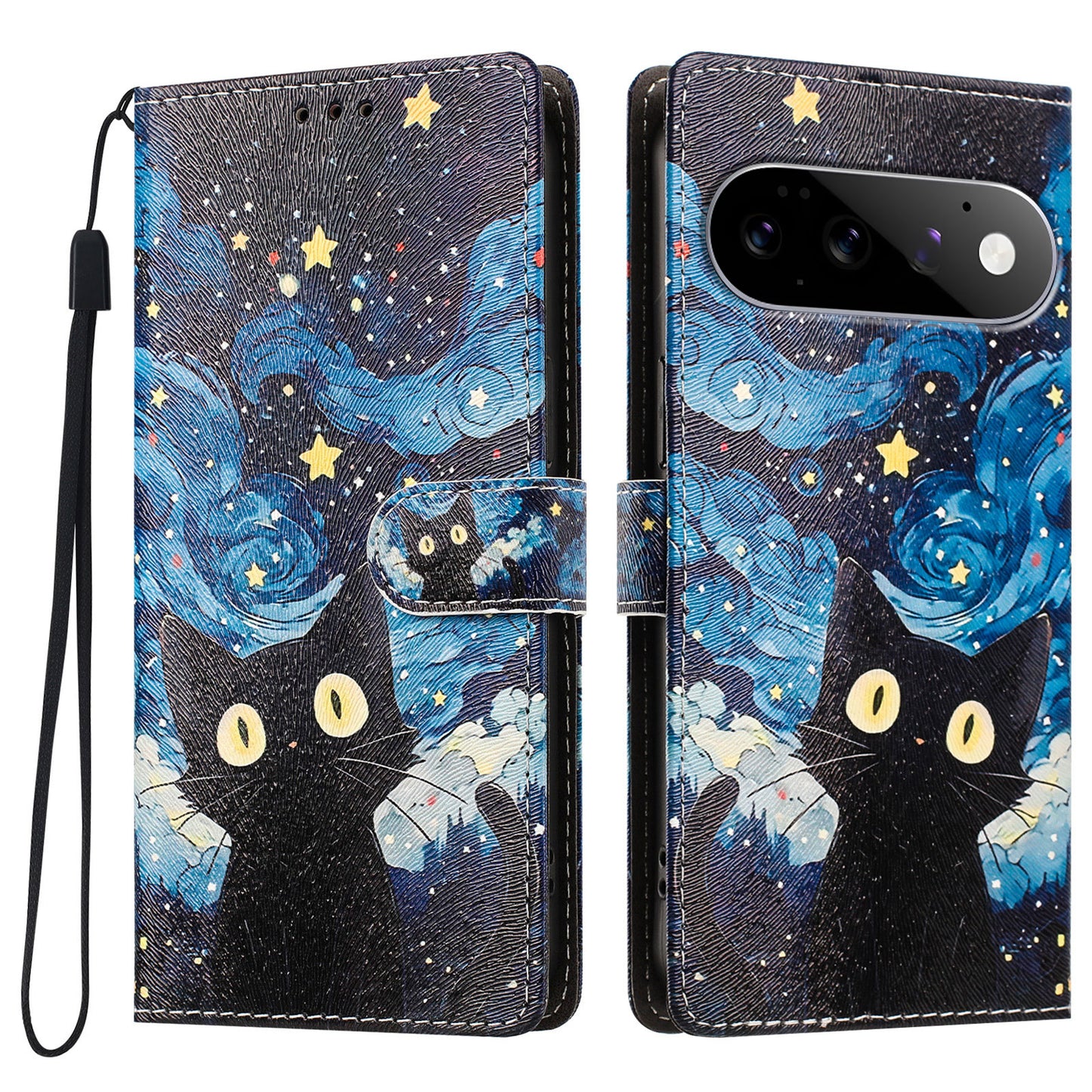 For Google Pixel 11 Pro / Google Pixel 11 Case Pattern Printed PU Leather Flip Wallet Phone Cover with Wrist Strap