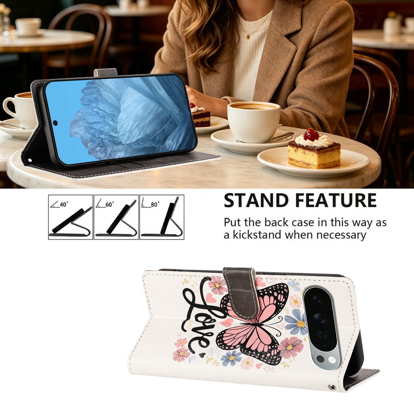 For Google Pixel 11 Pro XL Case Pattern Printed PU Leather Flip Wallet Phone Cover with Wrist Strap