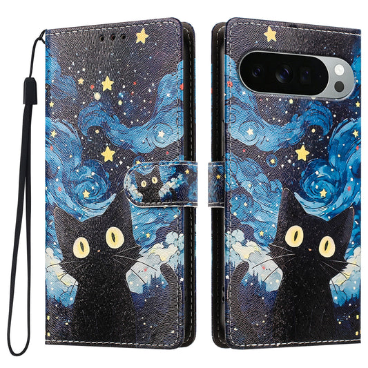 Google Pixel 11 Pro XL Wallet-Handyhülle – Hüllenmuster bedruckte PU-Leder-Flip-- mit Handschlaufe