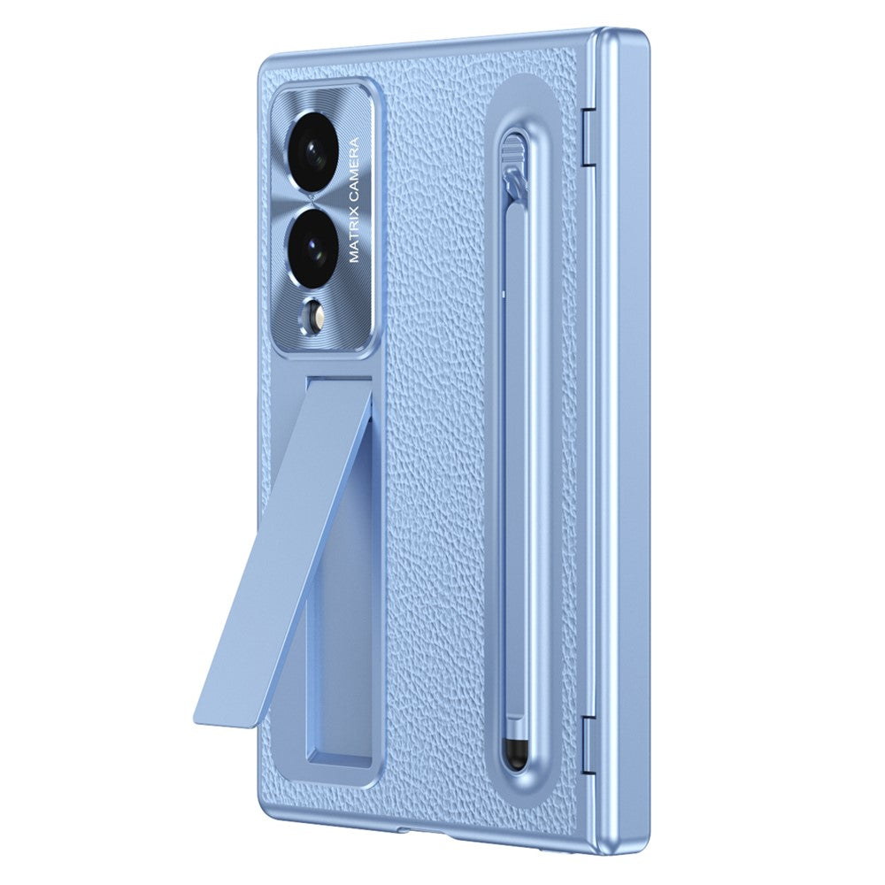 For Samsung Galaxy Z Fold8 Case Kickstand Leather PC Phone Cover with Tempered Glass Film with Stylus