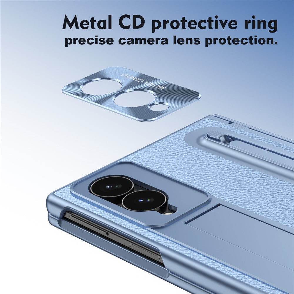 For Samsung Galaxy Z Fold8 Case Kickstand Leather PC Phone Cover with Tempered Glass Film with Stylus