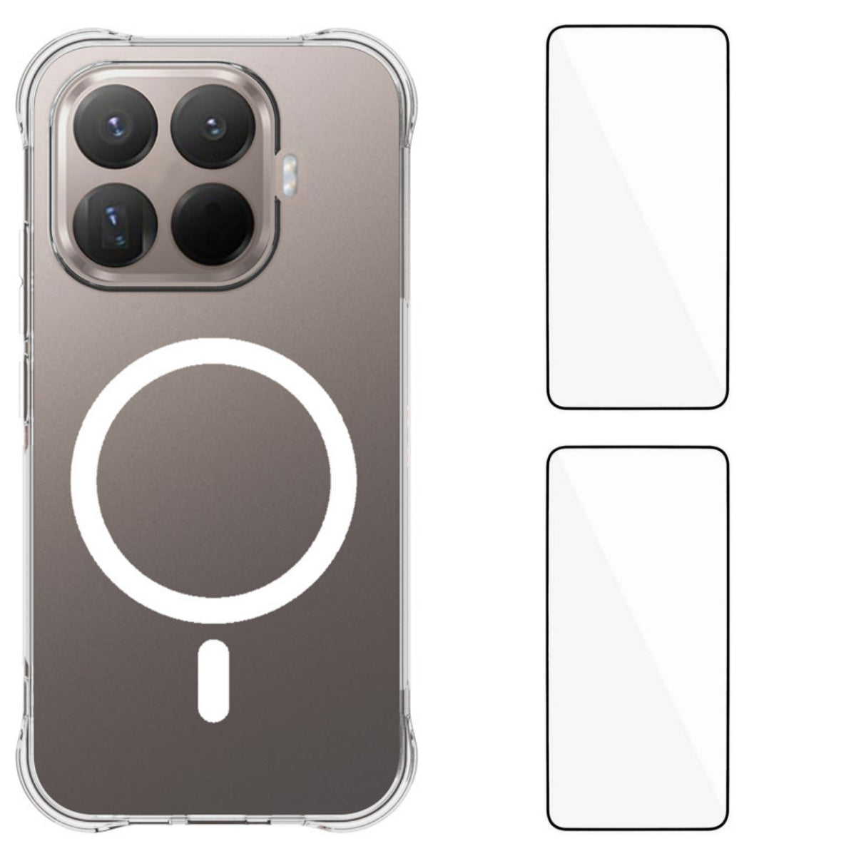Xiaomi 17T – Magnetische transparente Handyhülle aus gehärtetem Glas und TPU, mit Displayschutz