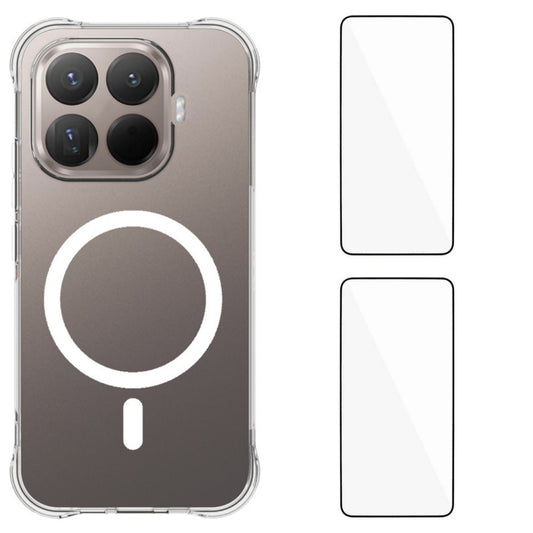 Xiaomi 17T – Magnetische transparente Handyhülle aus gehärtetem Glas und TPU, mit Displayschutz