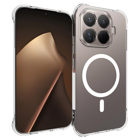 Xiaomi 17T – Magnetische transparente Handyhülle aus gehärtetem Glas und TPU, mit Displayschutz