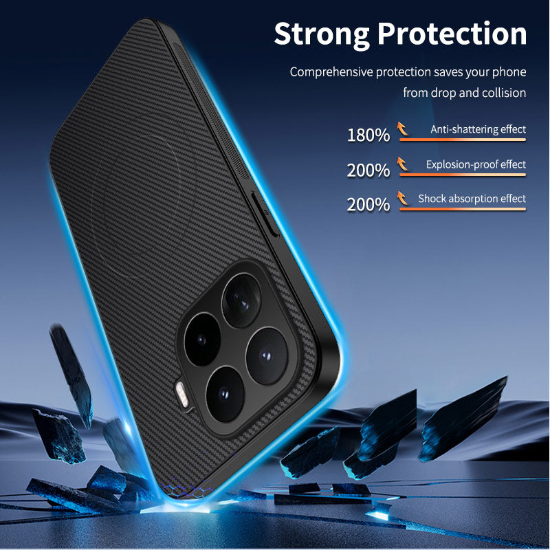 Xiaomi 17T Pro – Magnetische Handyhülle aus PC und TPU, in Carbonfaser-Optik