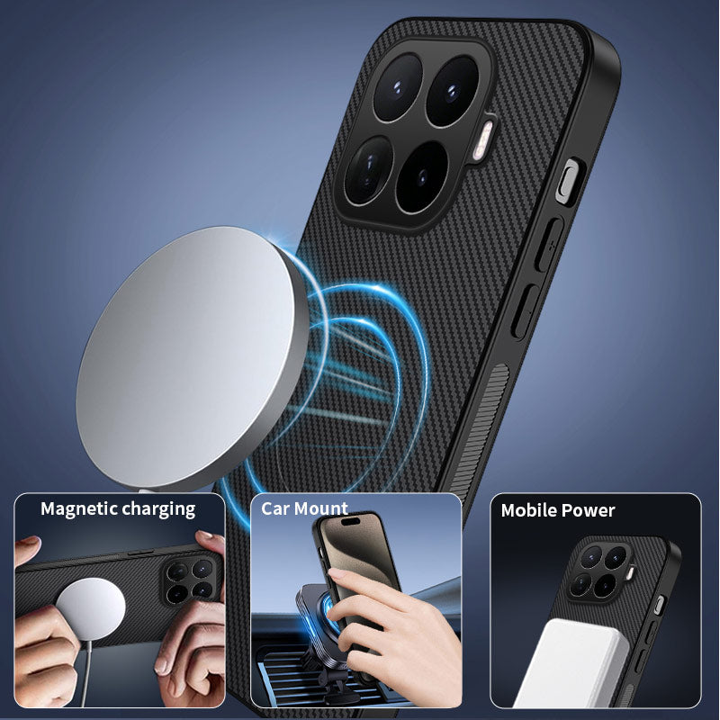 Xiaomi 17T Pro – Magnetische Handyhülle aus PC und TPU, in Carbonfaser-Optik