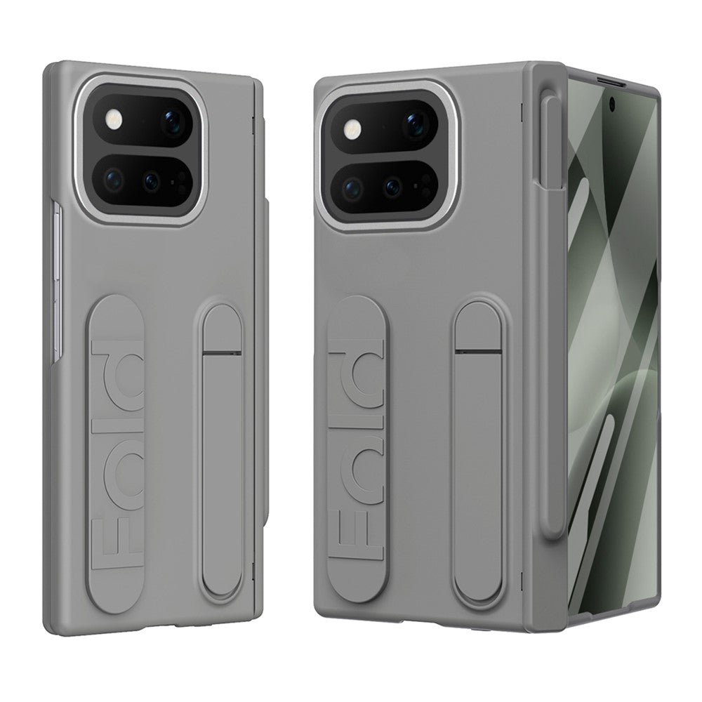 For Google Pixel 11 Pro Fold Case Kickstand Wristband Hard PC Phone Cover with Tempered Glass  /  Stylus