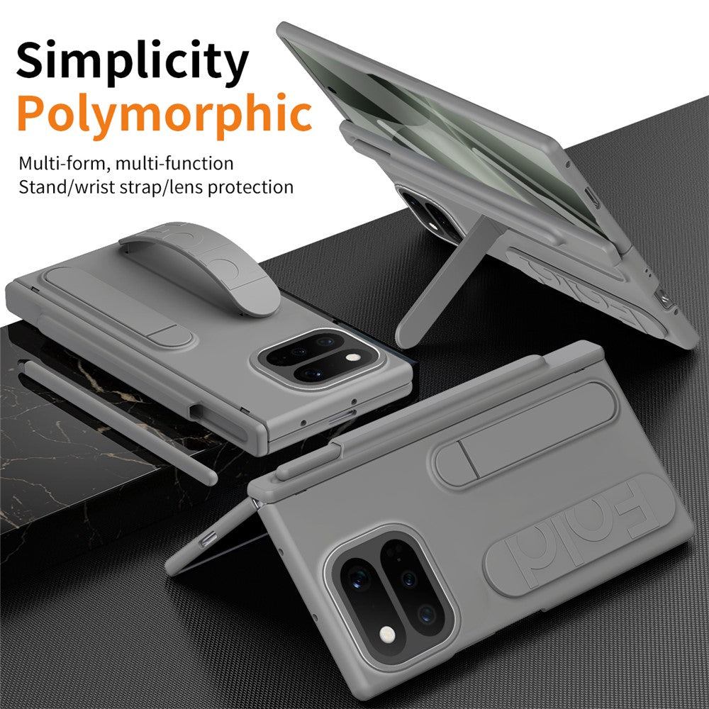 For Google Pixel 11 Pro Fold Case Kickstand Wristband Hard PC Phone Cover with Tempered Glass  /  Stylus
