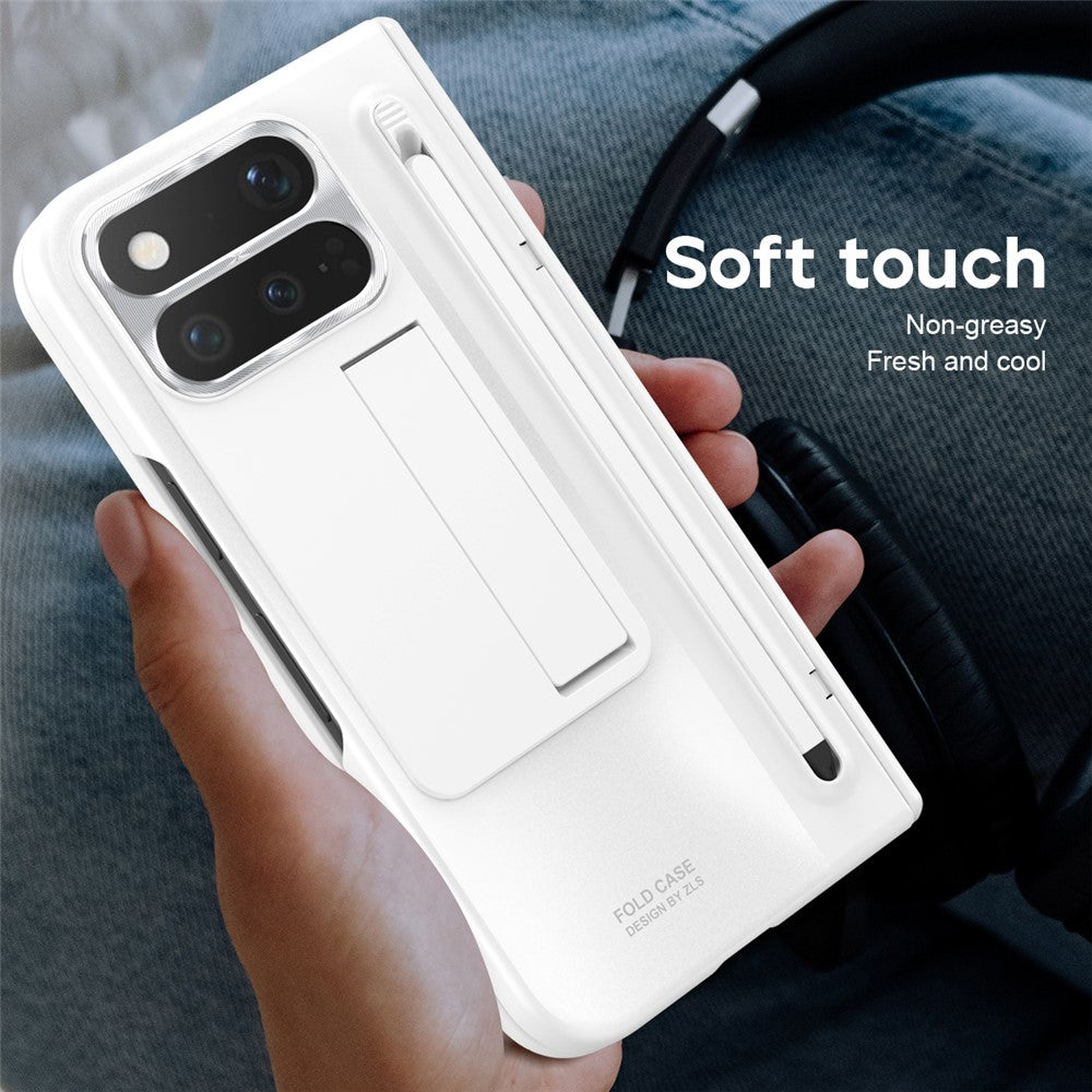 For Google Pixel 11 Pro Fold Case Kickstand Hinge PC Phone Cover with Tempered Glass Film, Stylus