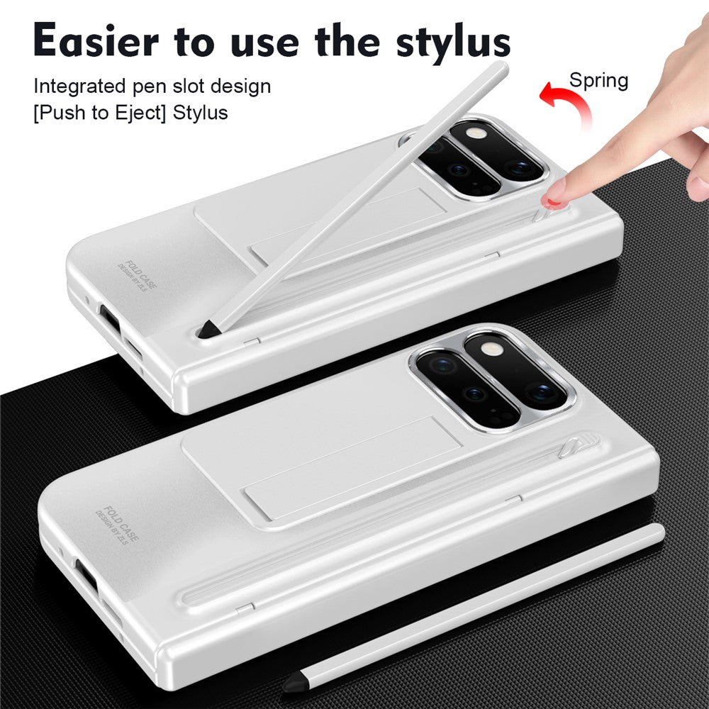 For Google Pixel 11 Pro Fold Case Kickstand Hinge PC Phone Cover with Tempered Glass Film, Stylus