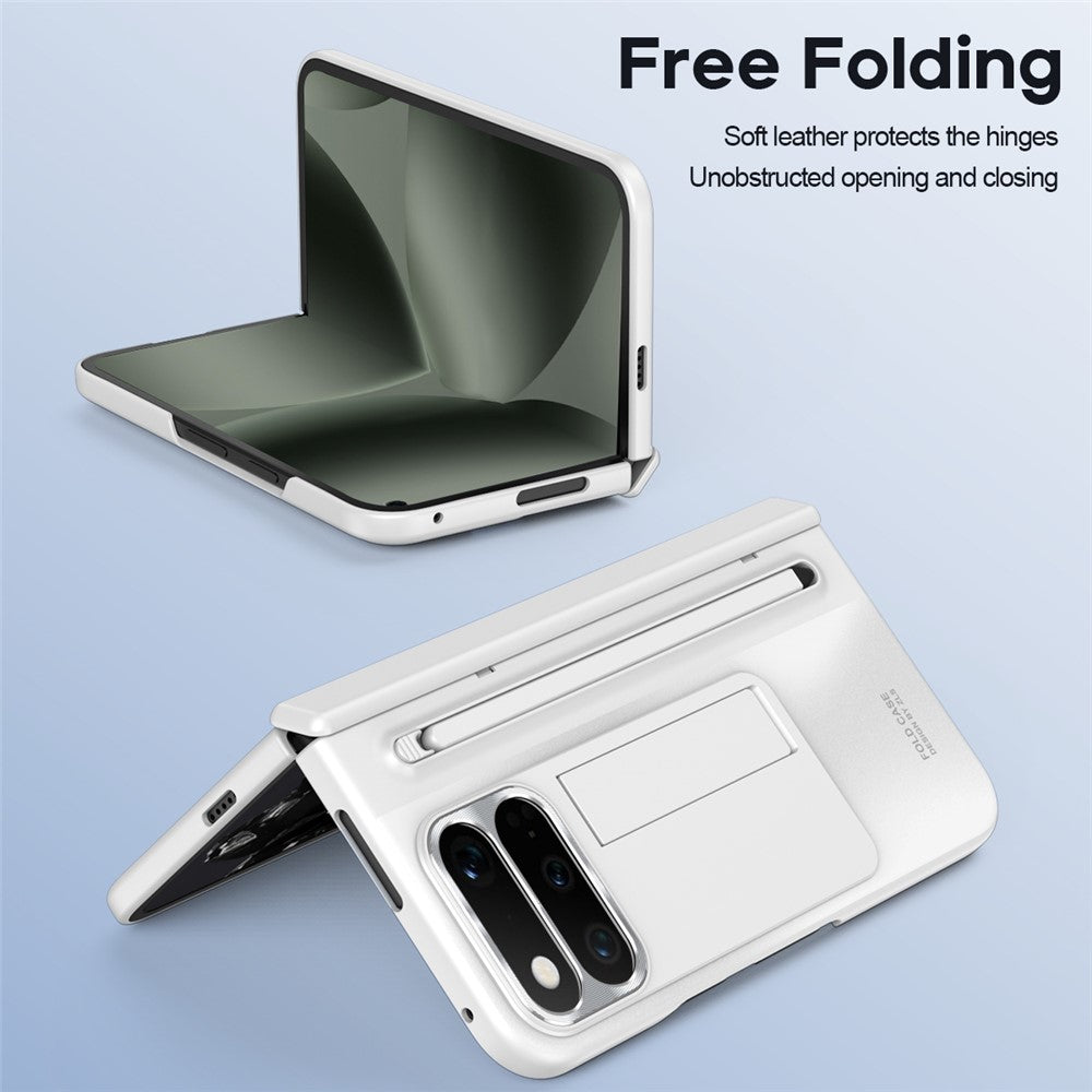 For Google Pixel 11 Pro Fold Case Kickstand Hinge PC Phone Cover with Tempered Glass Film, Stylus