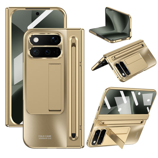 Google Pixel 11 Pro Fold Handyhülle – Gehäuse, Ständer, Scharnier, PC- mit gehärtetem Glasfilm, Eingabestift