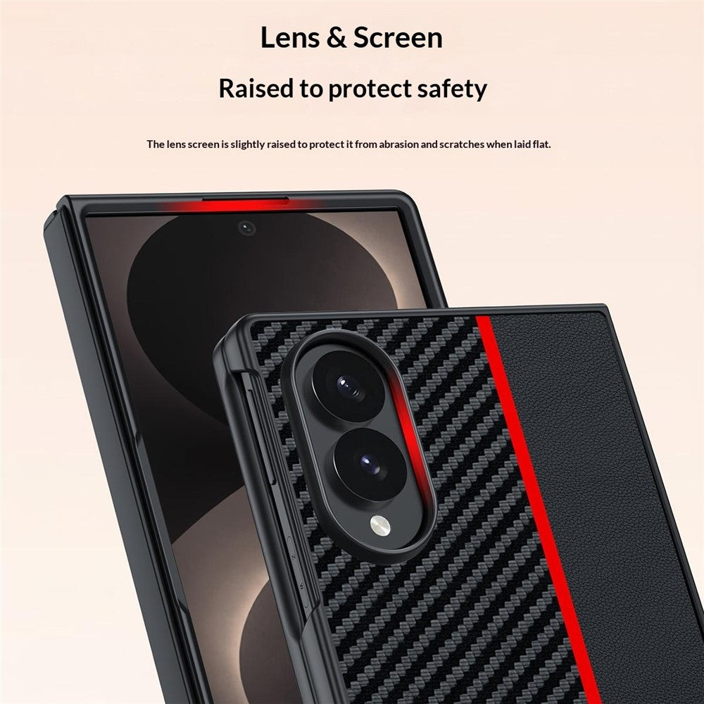 For Samsung Galaxy Z Fold8 Case Leather + PC Hard Phone Cover Carbon Fiber Texture