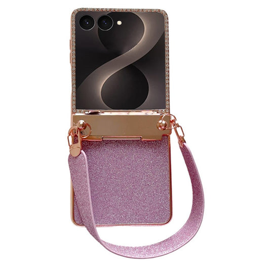 Galaxy Z Flip8 – Handyhülle aus Kunststoff und gehärtetem Glas, mit Displayschutz, mit Handschlaufe, mit Glitzer