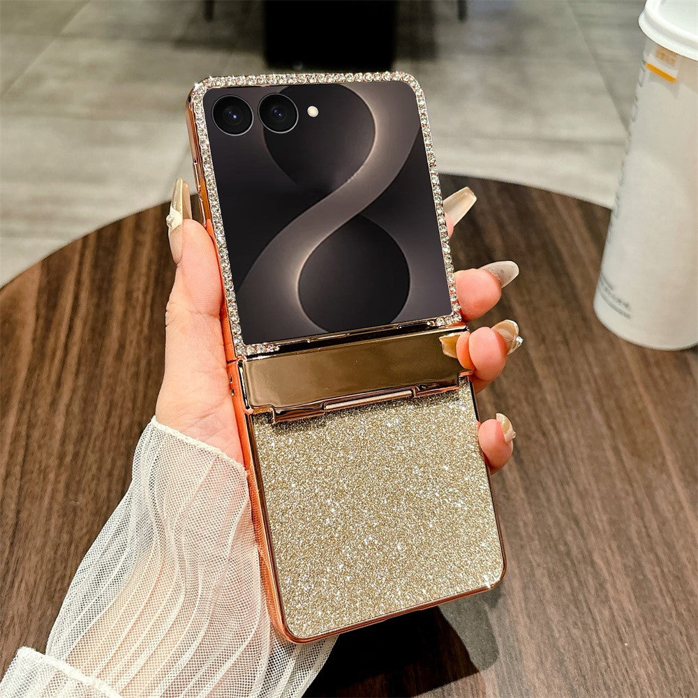 For Samsung Galaxy Z Flip8 Case Hinge Protection Rhinestone Glitter PC Phone Cover