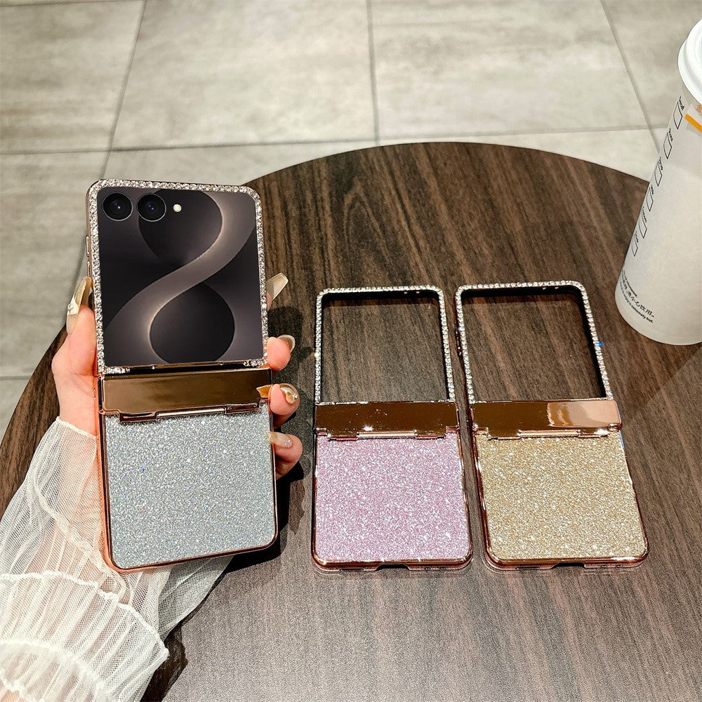 For Samsung Galaxy Z Flip8 Case Hinge Protection Rhinestone Glitter PC Phone Cover