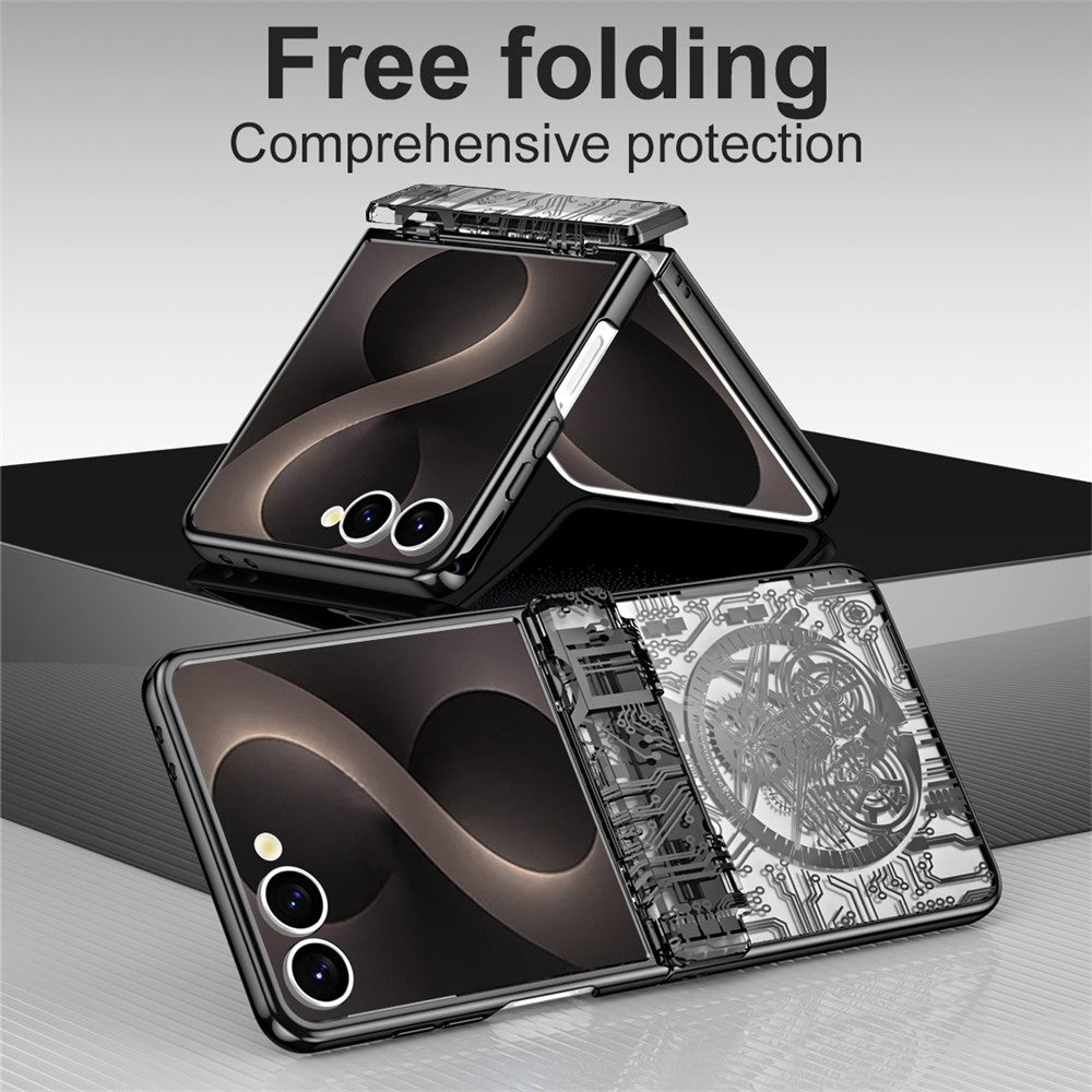 For Samsung Galaxy Z Flip8 Case Mechanical Legend Electroplating PC Phone Cover with Rear Screen Film