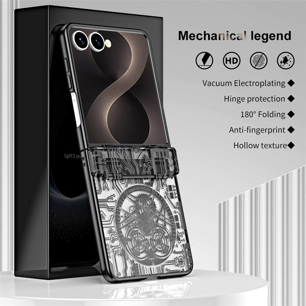 For Samsung Galaxy Z Flip8 Case Mechanical Legend Electroplating PC Phone Cover with Rear Screen Film