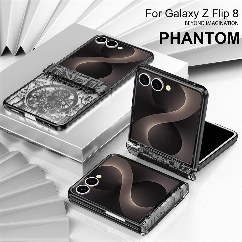 For Samsung Galaxy Z Flip8 Case Mechanical Legend Electroplating PC Phone Cover with Rear Screen Film