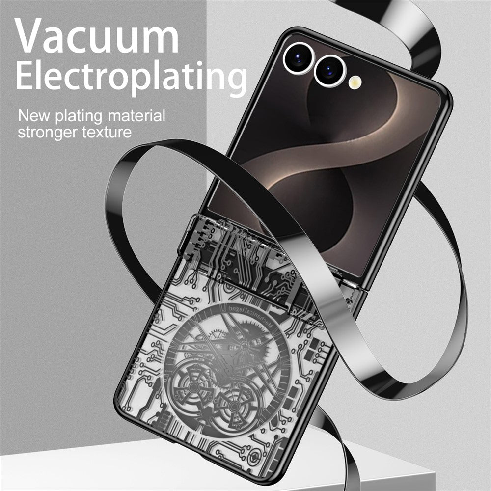 For Samsung Galaxy Z Flip8 Case Mechanical Legend Electroplating PC Phone Cover with Rear Screen Film