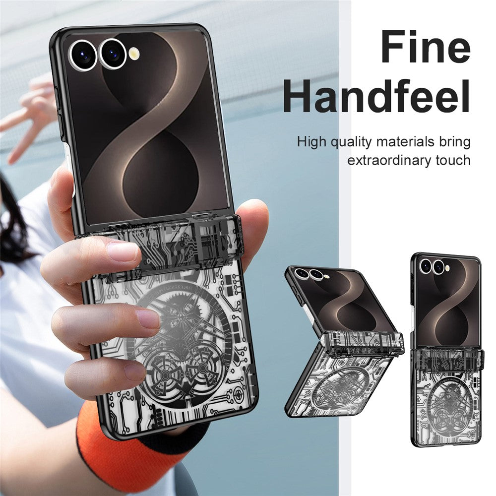 For Samsung Galaxy Z Flip8 Case Mechanical Legend Electroplating PC Phone Cover with Rear Screen Film