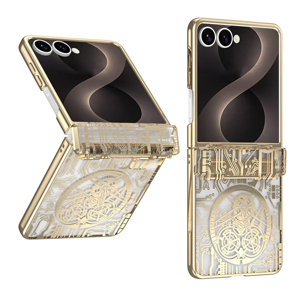 For Samsung Galaxy Z Flip8 Case Mechanical Legend Electroplating PC Phone Cover with Rear Screen Film