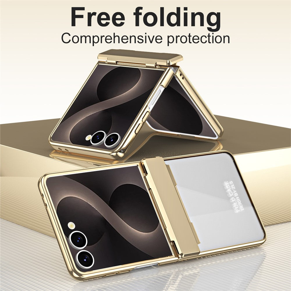 For Samsung Galaxy Z Flip8 Case Electroplating PC Folding Phone Cover with Screen Protector