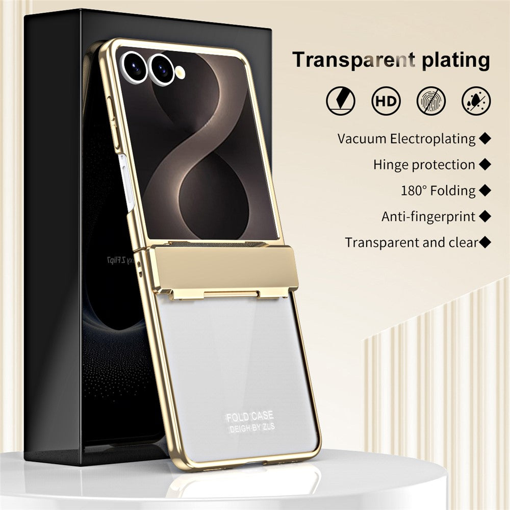For Samsung Galaxy Z Flip8 Case Electroplating PC Folding Phone Cover with Screen Protector