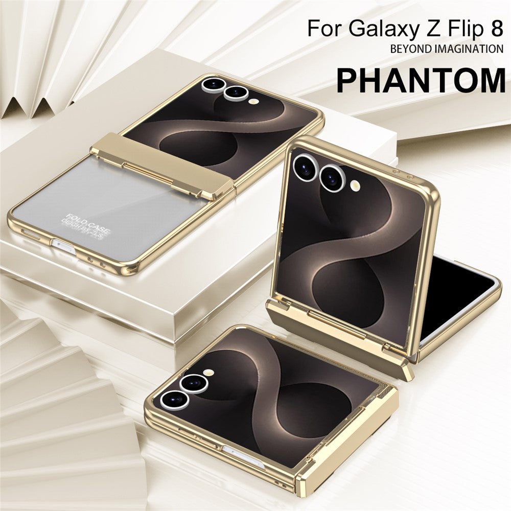 For Samsung Galaxy Z Flip8 Case Electroplating PC Folding Phone Cover with Screen Protector