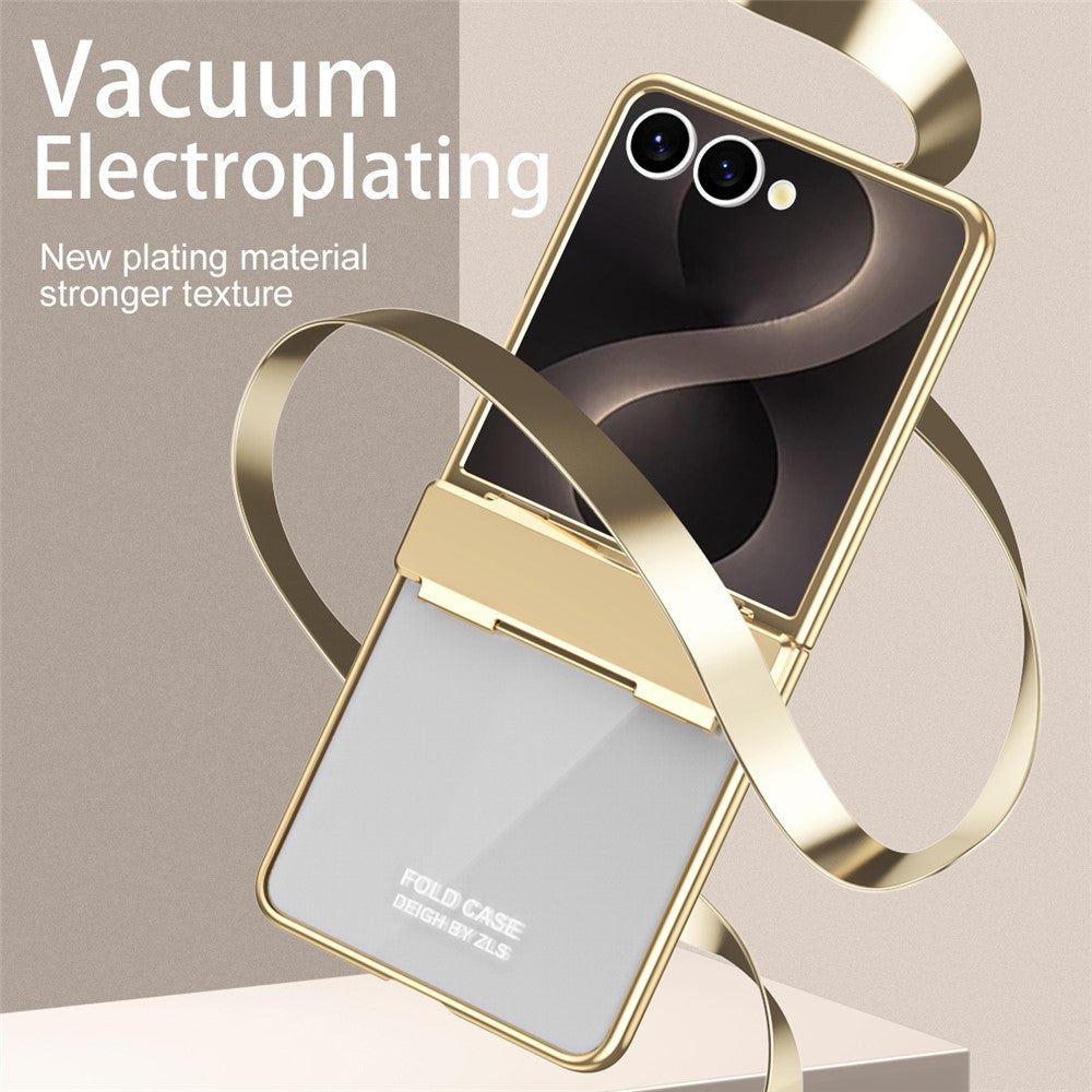 For Samsung Galaxy Z Flip8 Case Electroplating PC Folding Phone Cover with Screen Protector