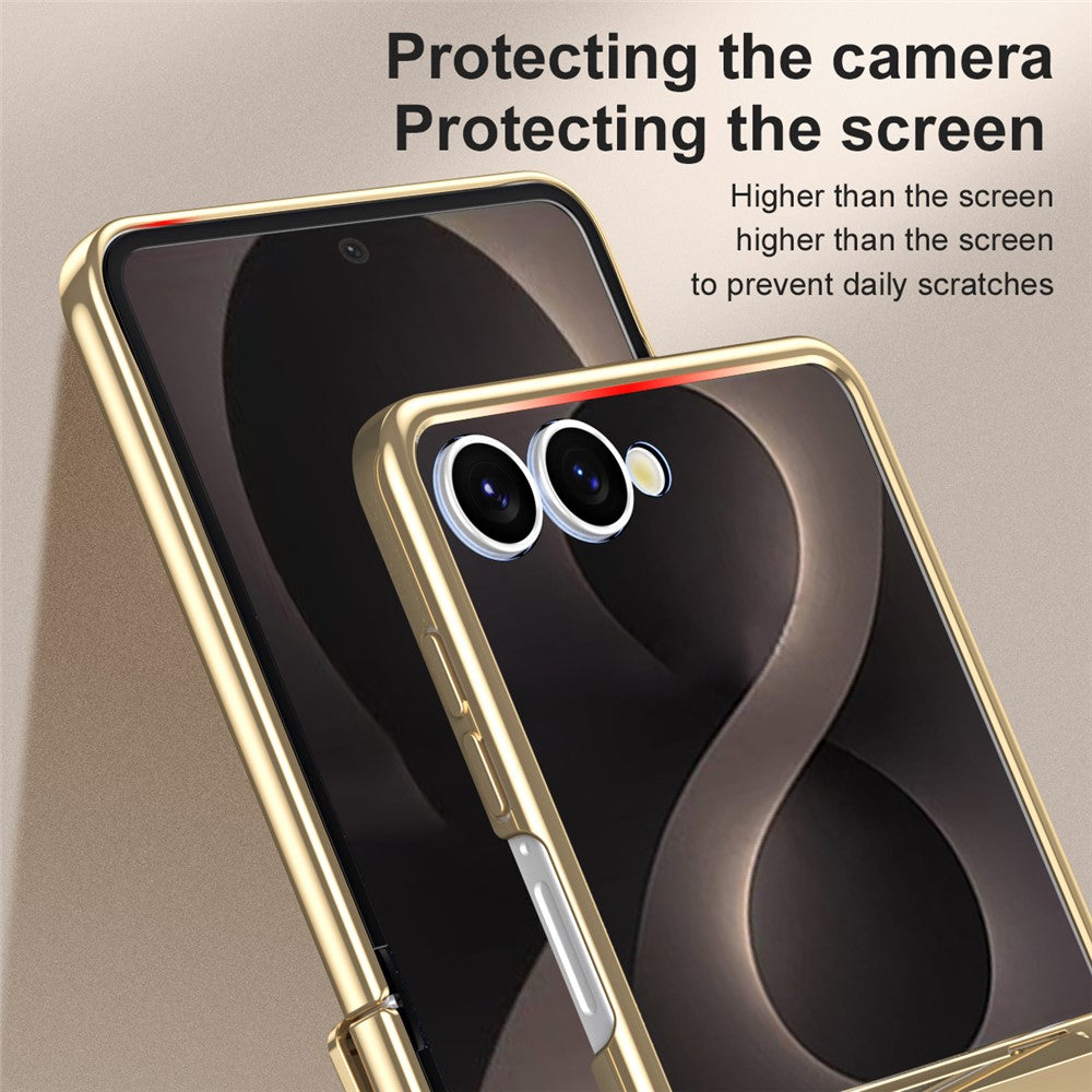 For Samsung Galaxy Z Flip8 Case Electroplating PC Folding Phone Cover with Screen Protector