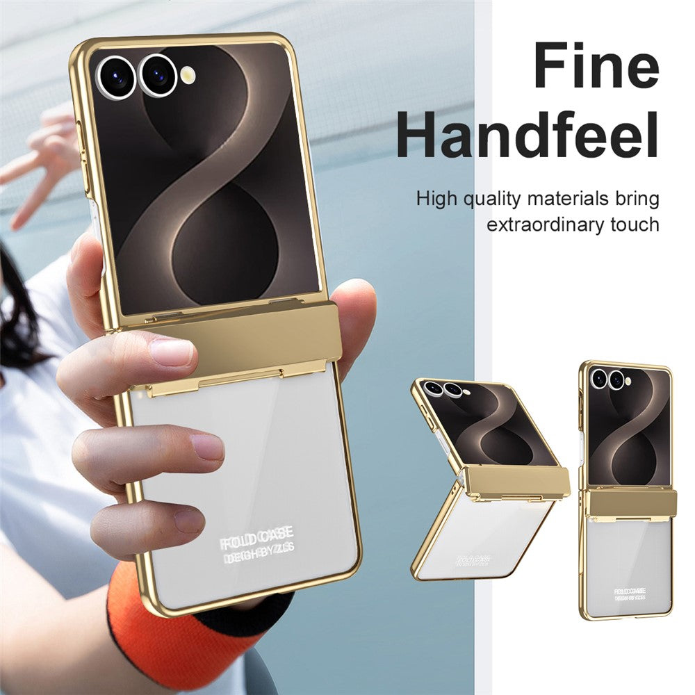 For Samsung Galaxy Z Flip8 Case Electroplating PC Folding Phone Cover with Screen Protector