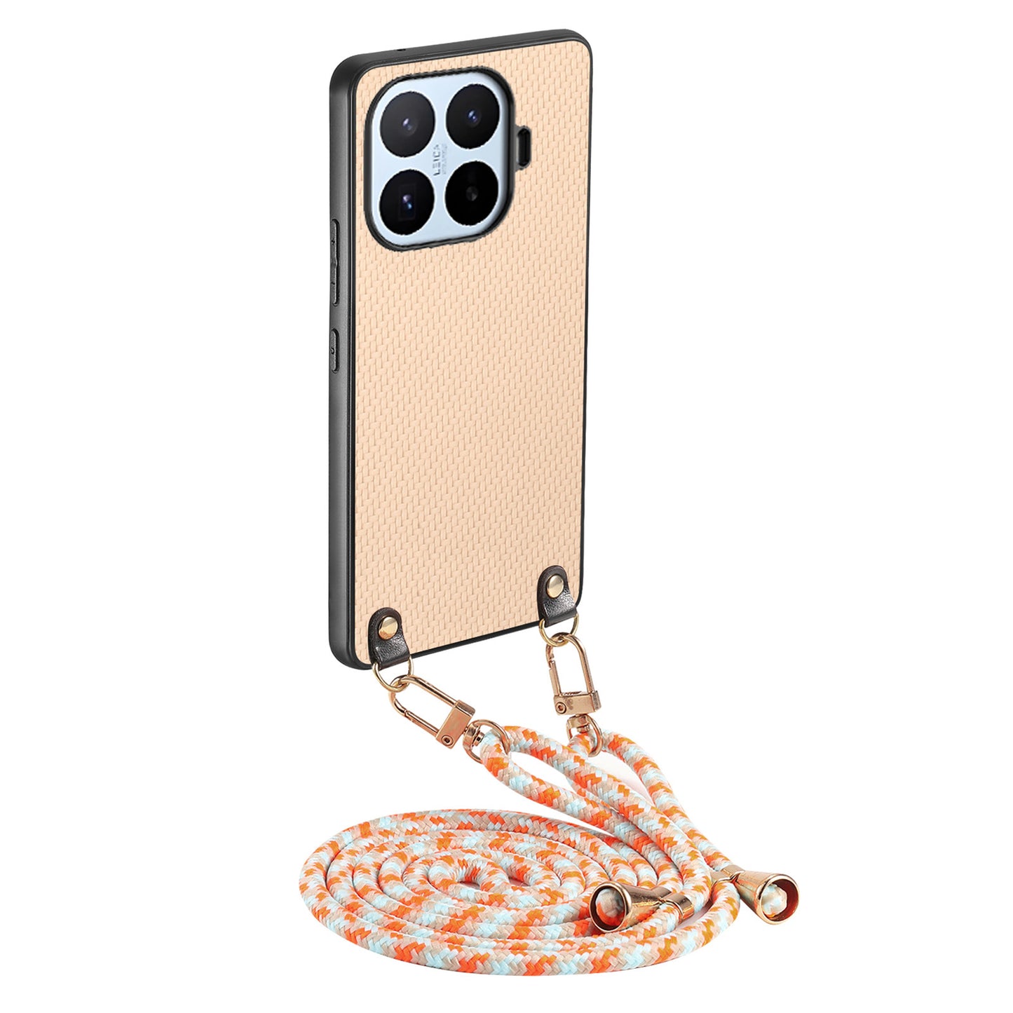 Xiaomi 17T Pro – Handyhülle aus Kunststoff, PU-Leder und TPU, in Carbonfaser-Optik, mit verstellbarem Trageriemen