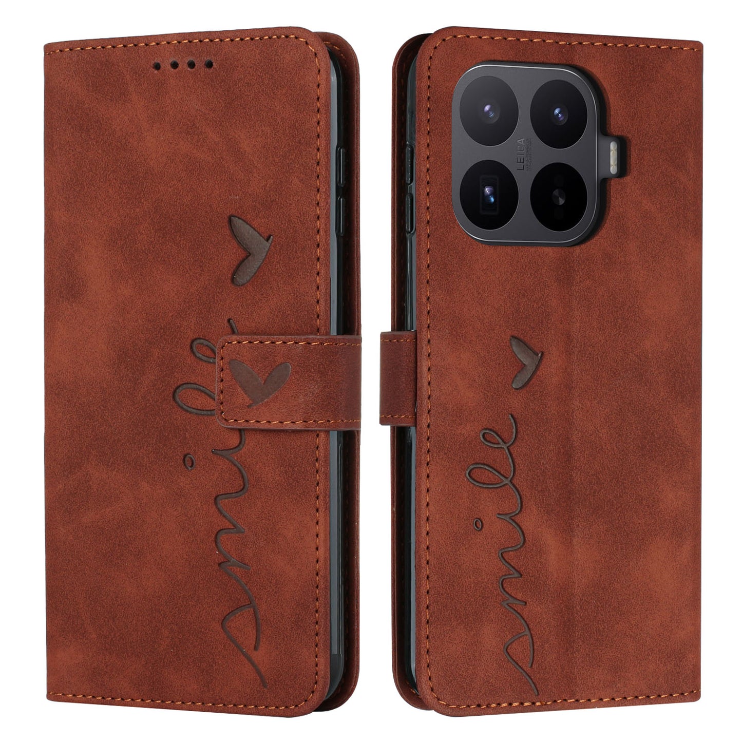 For Xiaomi 17T Stand Case PU Leather Phone Cover Imprinted Heart Pattern